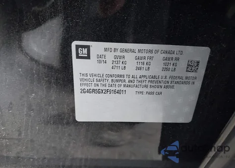 2015 Buick Regal Turbo Premium Ii from USA, damaged, VIN 2G4GR5GX2F9164011